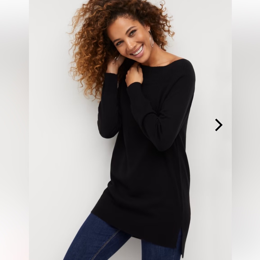 New York and Company bateau neck tunic sweater in black size medium